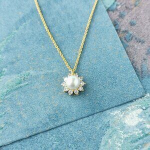 Kate Spade Sunny Halo Gold Pendant Necklace Pearl